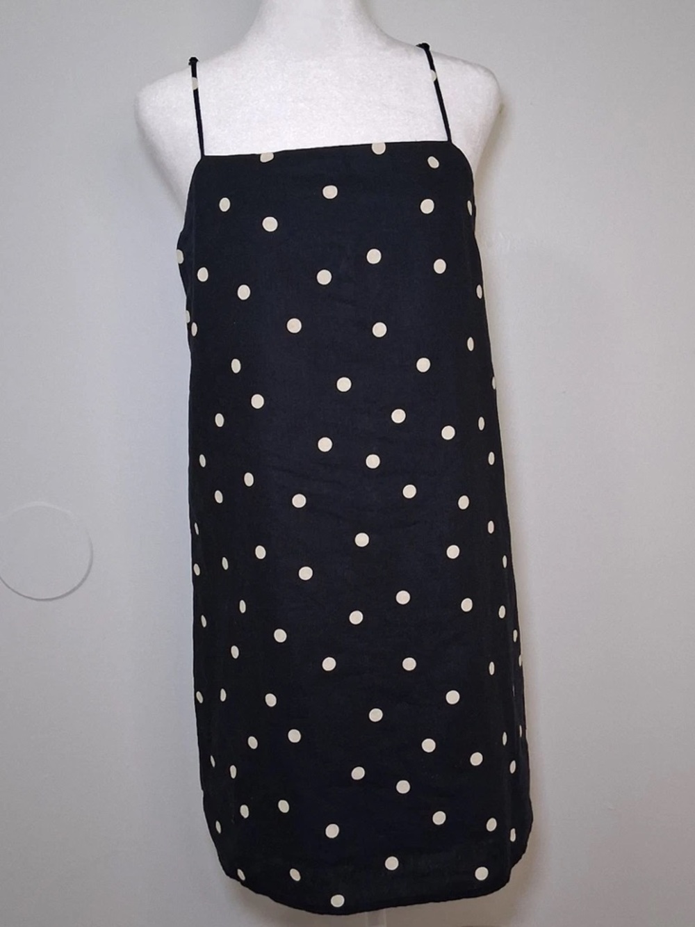 H&M linen blend polka dot mini dress size  XL